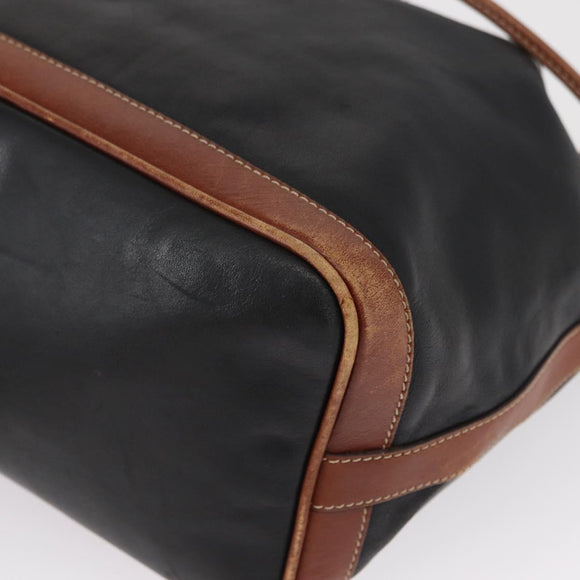 CELINE Shoulder Bag Leather Black Gold Auth ka1459
