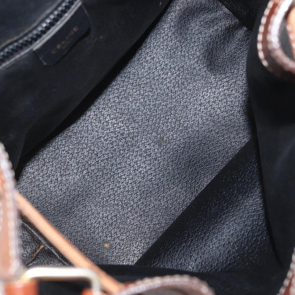 CELINE Shoulder Bag Leather Black Gold Auth ka1459