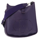 HERMES Evelyn 3 Shoulder Bag Leather Purple Silver Auth ka146-1