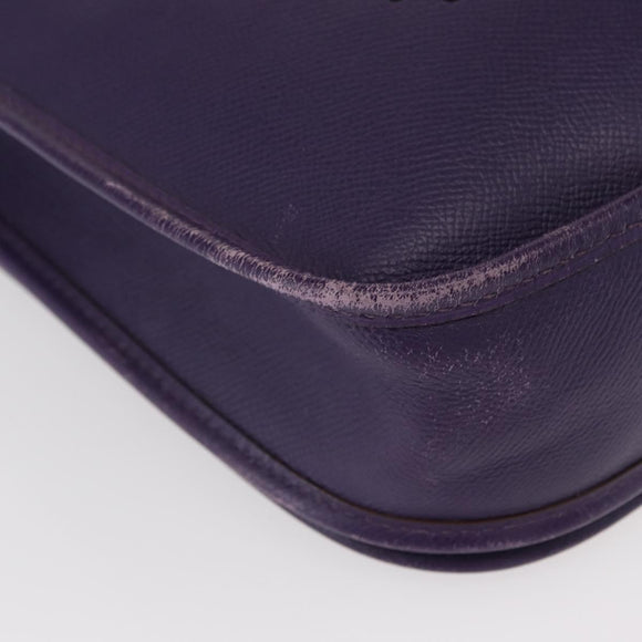 HERMES Evelyn 3 Shoulder Bag Leather Purple Silver Auth ka146
