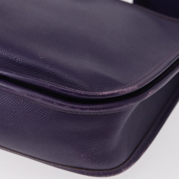 HERMES Evelyn 3 Shoulder Bag Leather Purple Silver Auth ka146