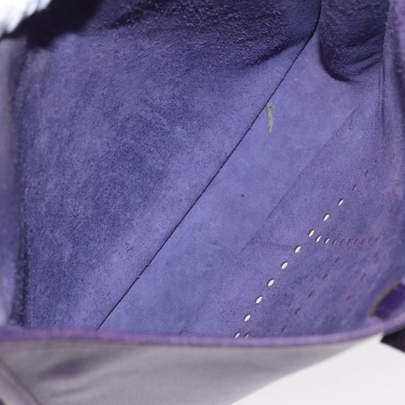 HERMES Evelyn 3 Shoulder Bag Leather Purple Silver Auth ka146