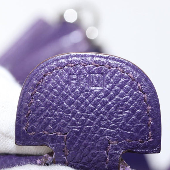 HERMES Evelyn 3 Shoulder Bag Leather Purple Silver Auth ka146