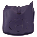 HERMES Evelyn 3 Shoulder Bag Leather Purple Silver Auth ka146-2