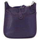 HERMES Evelyn 3 Shoulder Bag Leather Purple Silver Auth ka146-2