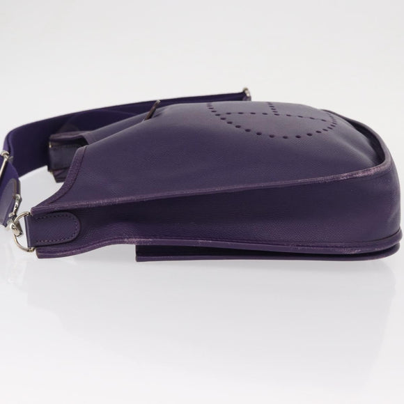 HERMES Evelyn 3 Shoulder Bag Leather Purple Silver Auth ka146