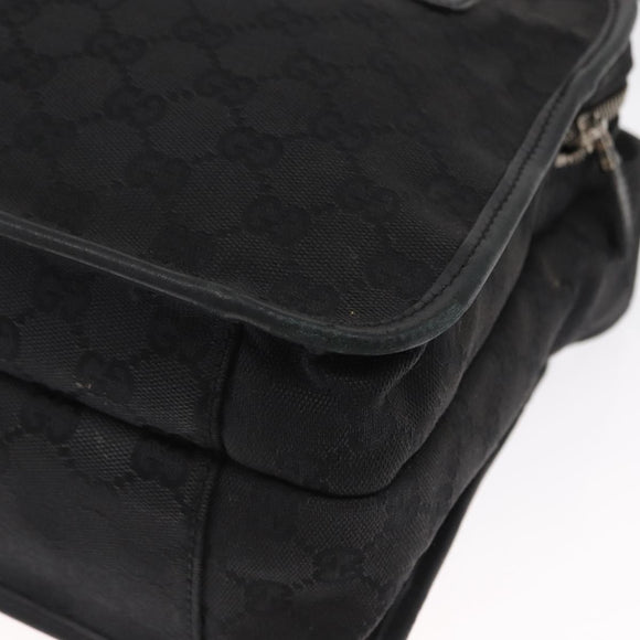 GUCCI GG Canvas Shoulder Bag Black Silver Auth ka1463