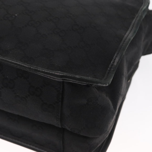 GUCCI GG Canvas Shoulder Bag Black Silver Auth ka1463