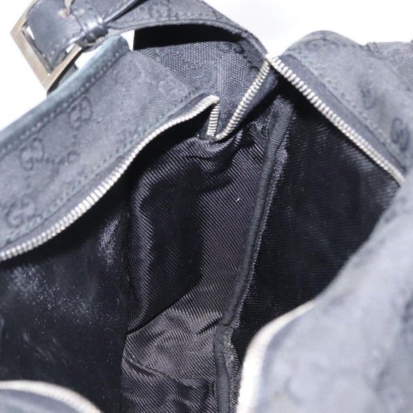 GUCCI GG Canvas Shoulder Bag Black Silver Auth ka1463