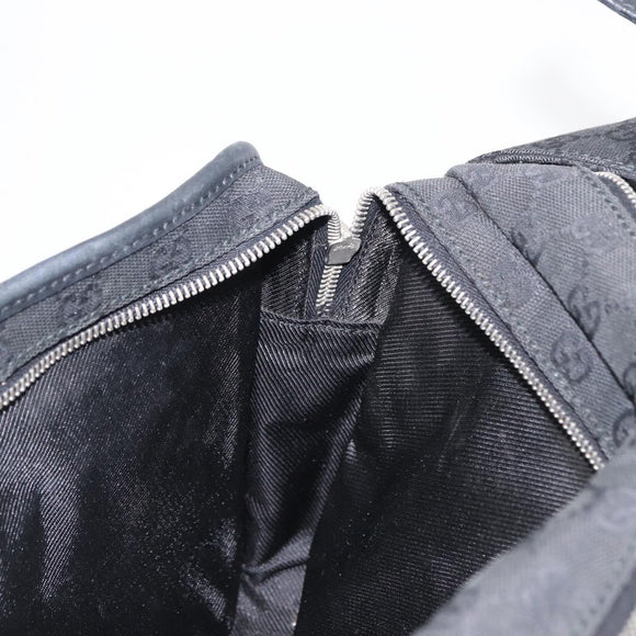 GUCCI GG Canvas Shoulder Bag Black Silver Auth ka1463