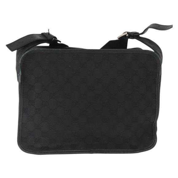 GUCCI GG Canvas Shoulder Bag Black Silver Auth ka1463