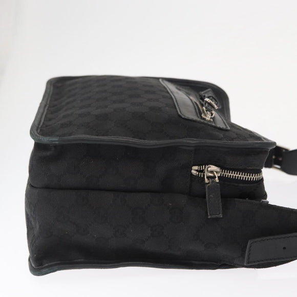 GUCCI GG Canvas Shoulder Bag Black Silver Auth ka1463