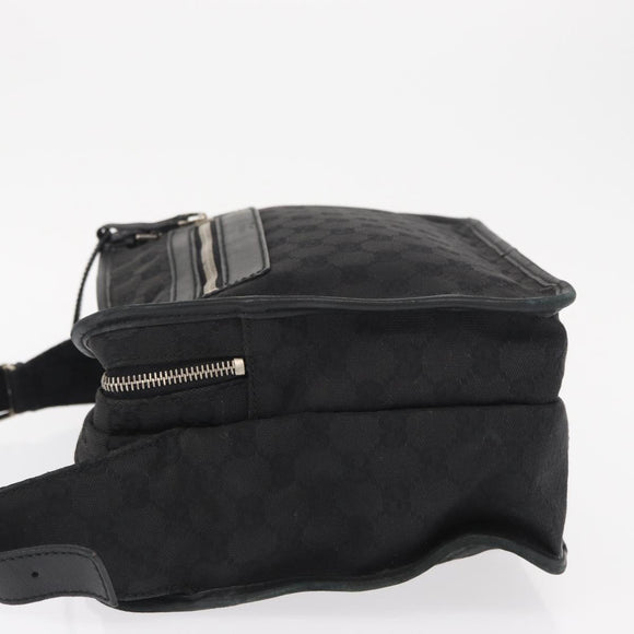 GUCCI GG Canvas Shoulder Bag Black Silver Auth ka1463
