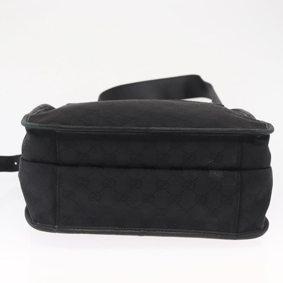 GUCCI GG Canvas Shoulder Bag Black Silver Auth ka1463