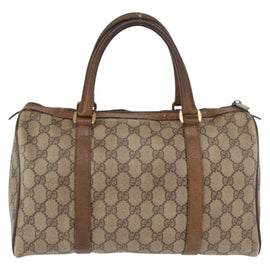 GUCCI GG Supreme Web Sherry Line Boston Bag PVC Beige Gold 40 02 007 Auth ka1468 - 0