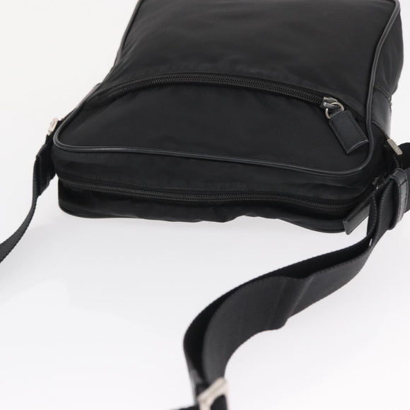 PRADA Shoulder Bag Nylon Black Silver Auth ka1477