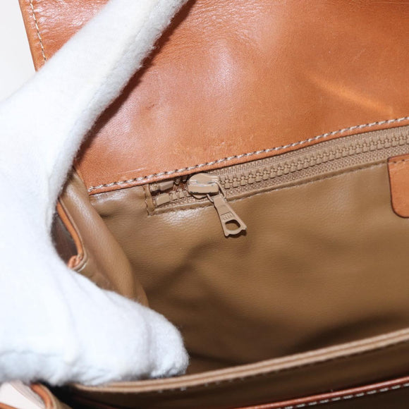 CELINE Macadam Canvas Shoulder Bag PVC Leather Brown Gold Auth ka1479