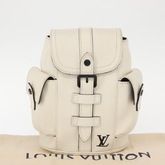 LOUIS VUITTON Christopher XS Bag Taurillon Leather White M58493 Auth ka147M