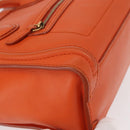 CELINE Luggage Nano Shopper Hand Bag Leather 2way Orange Gold Auth ka148-12