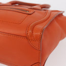 CELINE Luggage Nano Shopper Hand Bag Leather 2way Orange Gold Auth ka148-13