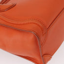 CELINE Luggage Nano Shopper Hand Bag Leather 2way Orange Gold Auth ka148-14