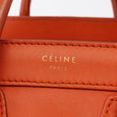 CELINE Luggage Nano Shopper Hand Bag Leather 2way Orange Gold Auth ka148-16