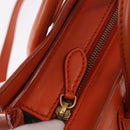 CELINE Luggage Nano Shopper Hand Bag Leather 2way Orange Gold Auth ka148-17