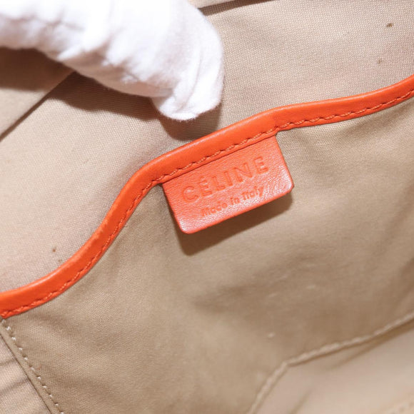 CELINE Luggage Nano Shopper Hand Bag Leather 2way Orange Gold Auth ka148