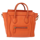 CELINE Luggage Nano Shopper Hand Bag Leather 2way Orange Gold Auth ka148-2