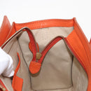 CELINE Luggage Nano Shopper Hand Bag Leather 2way Orange Gold Auth ka148-20