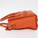 CELINE Luggage Nano Shopper Hand Bag Leather 2way Orange Gold Auth ka148-5