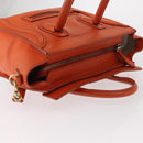 CELINE Luggage Nano Shopper Hand Bag Leather 2way Orange Gold Auth ka148-6