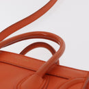 CELINE Luggage Nano Shopper Hand Bag Leather 2way Orange Gold Auth ka148-8