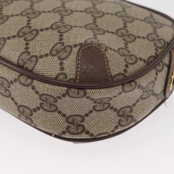 GUCCI GG Supreme Web Sherry Line Bag PVC Beige Gold 156 02 066 Auth ka1480