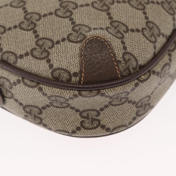 GUCCI GG Supreme Web Sherry Line Bag PVC Beige Gold 156 02 066 Auth ka1480