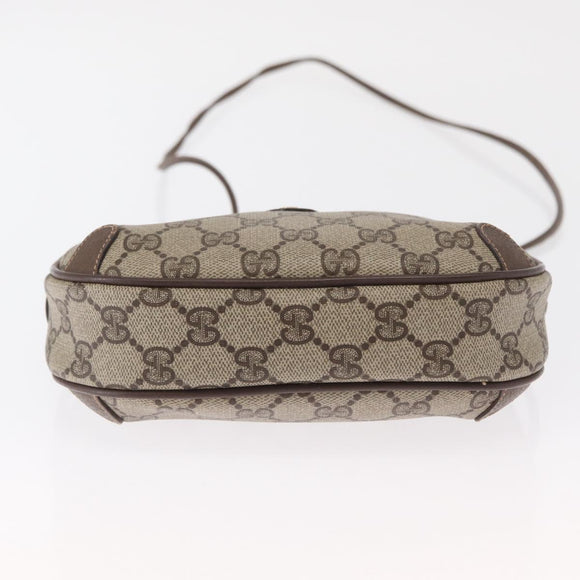 GUCCI GG Supreme Web Sherry Line Bag PVC Beige Gold 156 02 066 Auth ka1480