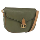 Christian Dior Shoulder Bag Leather Khaki Gold Auth ka1481-1