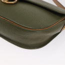 Christian Dior Shoulder Bag Leather Khaki Gold Auth ka1481-14