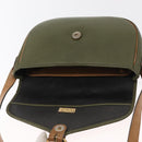 Christian Dior Shoulder Bag Leather Khaki Gold Auth ka1481-10