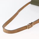 Christian Dior Shoulder Bag Leather Khaki Gold Auth ka1481-7