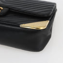 CHANEL V Stitch Chevron Chain Shoulder Bag Lamb Skin Black Gold CC Auth ka1483SAM-10