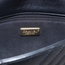 CHANEL V Stitch Chevron Chain Shoulder Bag Lamb Skin Black Gold CC Auth ka1483SAM-15