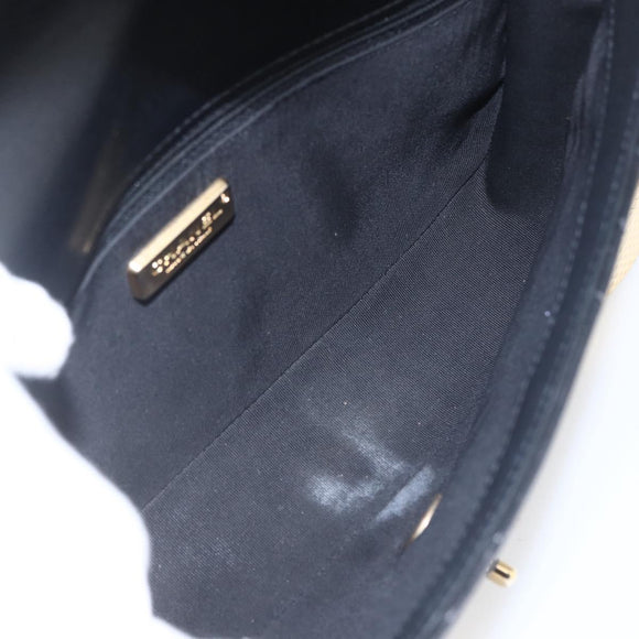 CHANEL V Stitch Chevron Chain Shoulder Bag Lamb Skin Black Gold CC Auth ka1483SAM