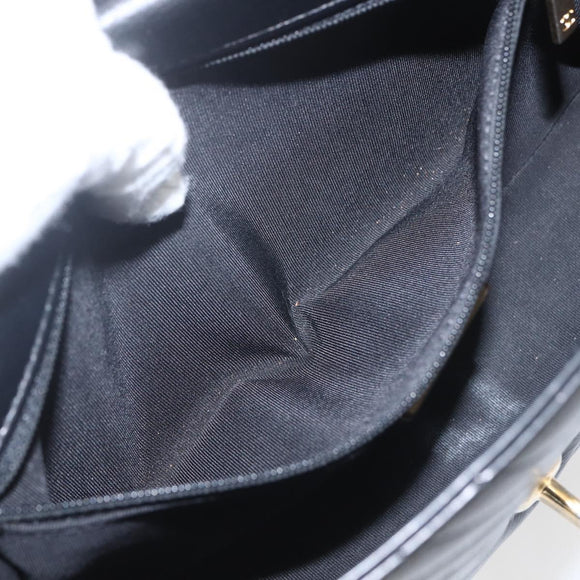 CHANEL V Stitch Chevron Chain Shoulder Bag Lamb Skin Black Gold CC Auth ka1483SAM