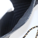 CHANEL V Stitch Chevron Chain Shoulder Bag Lamb Skin Black Gold CC Auth ka1483SAM-21