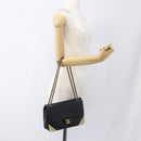 CHANEL V Stitch Chevron Chain Shoulder Bag Lamb Skin Black Gold CC Auth ka1483SAM-23