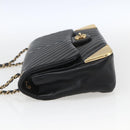 CHANEL V Stitch Chevron Chain Shoulder Bag Lamb Skin Black Gold CC Auth ka1483SAM-4