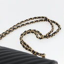 CHANEL V Stitch Chevron Chain Shoulder Bag Lamb Skin Black Gold CC Auth ka1483SAM-8