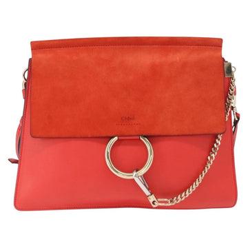 Chloe Fay Shoulder Bag Suede Leather Red Gold Auth ka1488 - 0