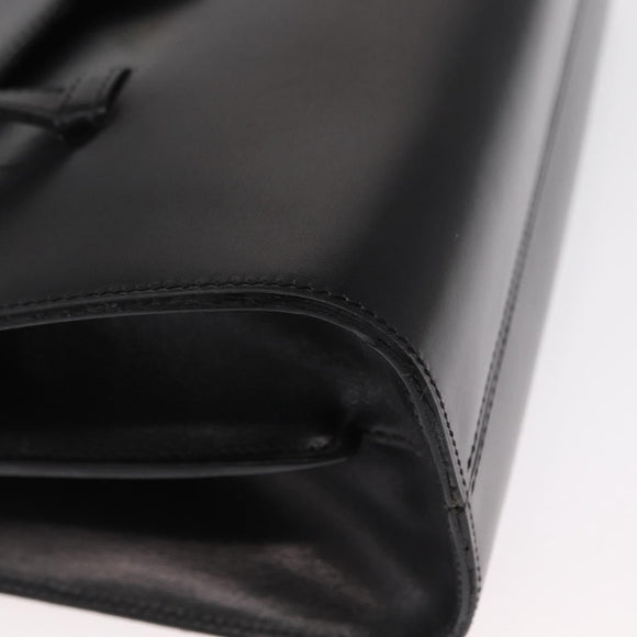 Christian Dior Hand Bag Leather Black Gold Auth ka1492